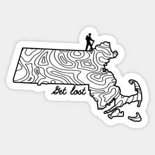 Get Lost Hiking Topographic Art Hike Massachusetts State Map Sticker